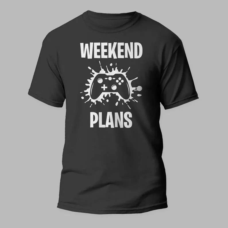 Gamer Weekend Plans Splat Single Colour Gaming T Shirt Ideal Gift For Video Game Fan Tee Top