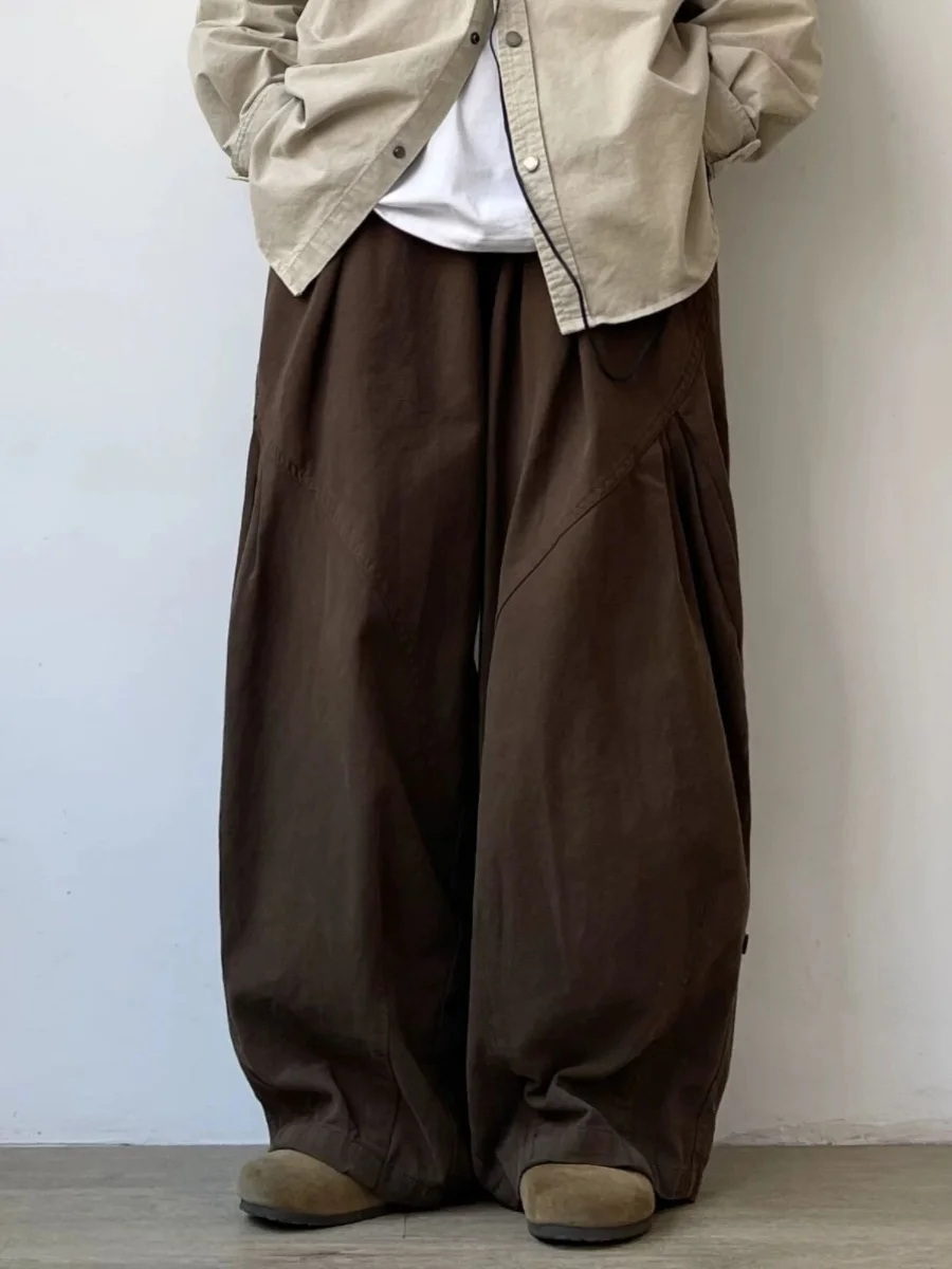 

Retro Wide Leg Pure Cotton Workwear Men's Loose Long Trousers Harlan Lantern Pants Casual Comfortable Breathable Spring Autum...