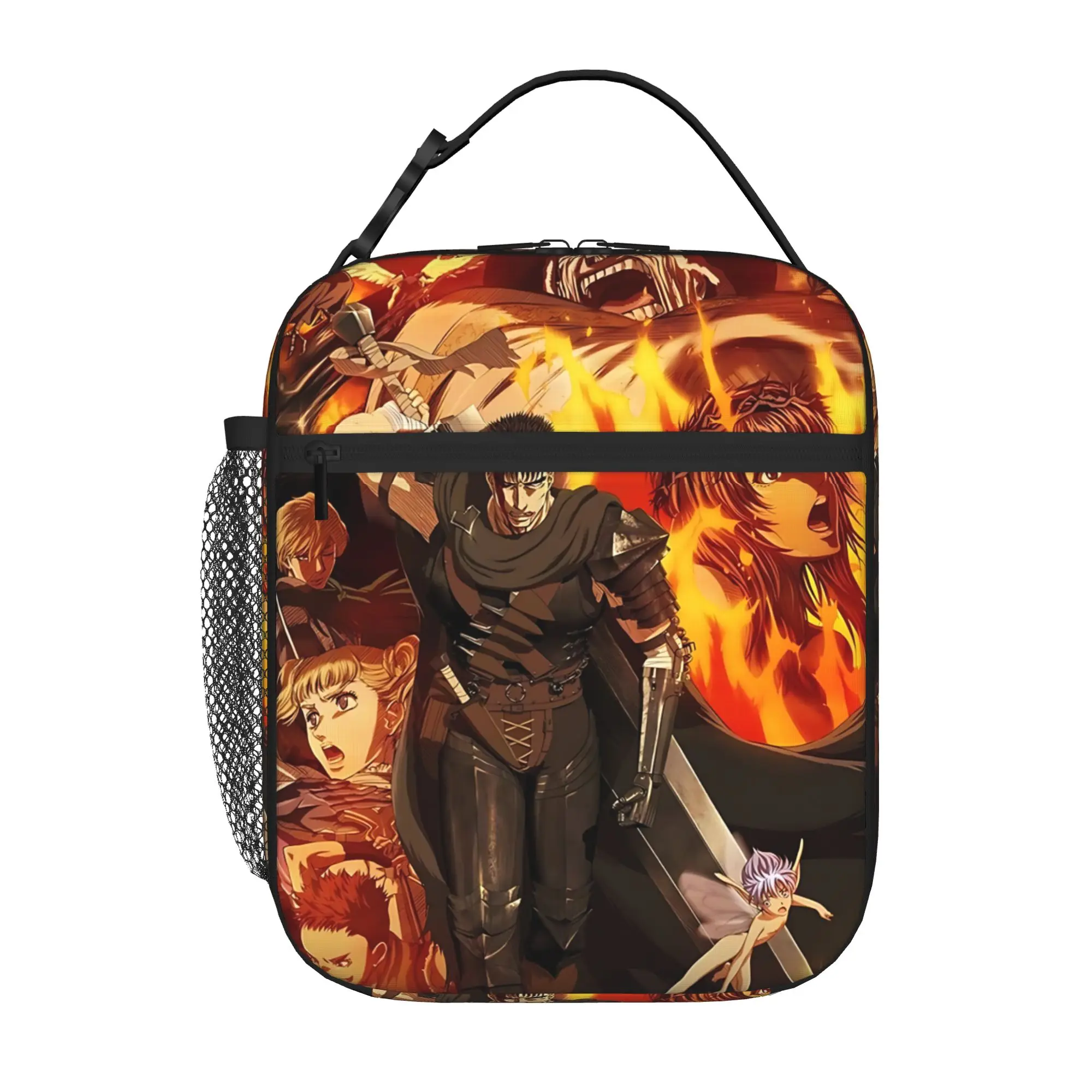 Contenedor de comida para estudiantes, bolsa de papel de aluminio con cierre de cremallera Dragonslayer, portátil, de bolsillo, BERSERK, para viaje, 1 unidad