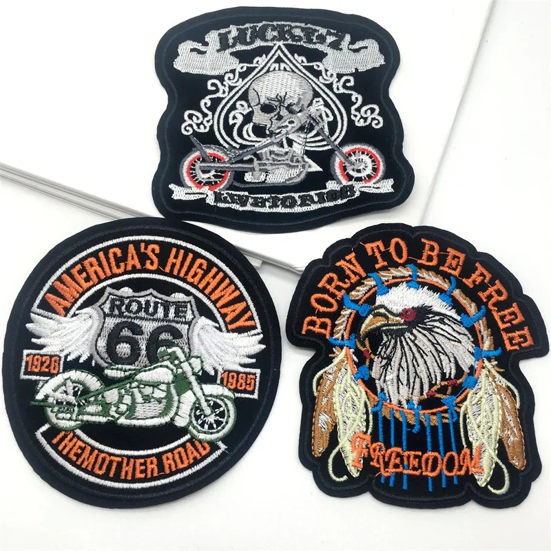 Punk Eagle Embroidered Patches on Clothes Ironing on Patches for Clothing Jacket Badge DIY Biker Appliques Stirpes