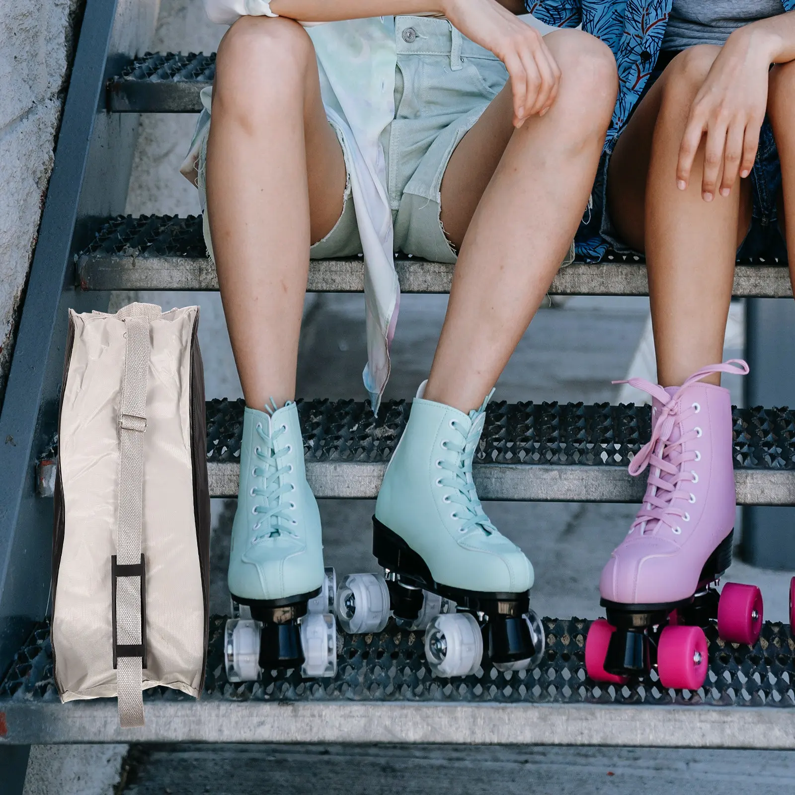 

1Set Roller Skates Bag Portable Skating Shoe Container Strong Fabric for Ice Skating Shoes Lightweight Convenient Carry Travel