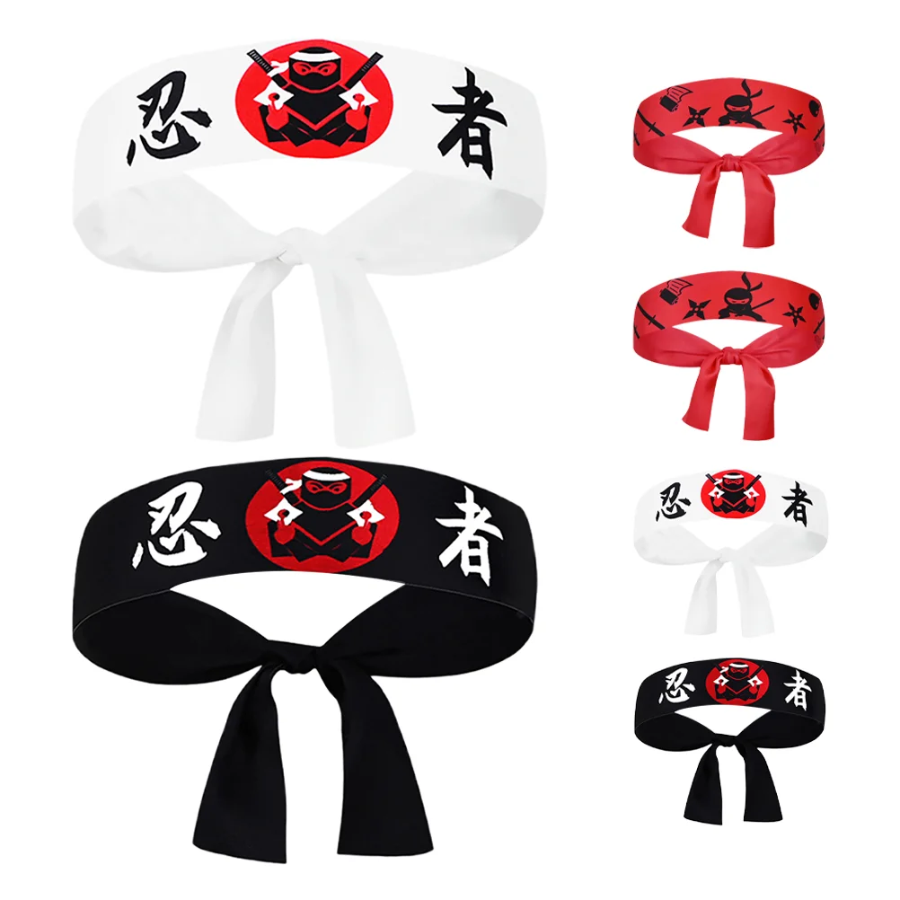 6 Pcs Silk Scarf Ninja Print Headscarf Student Headband Polyester Karate Training