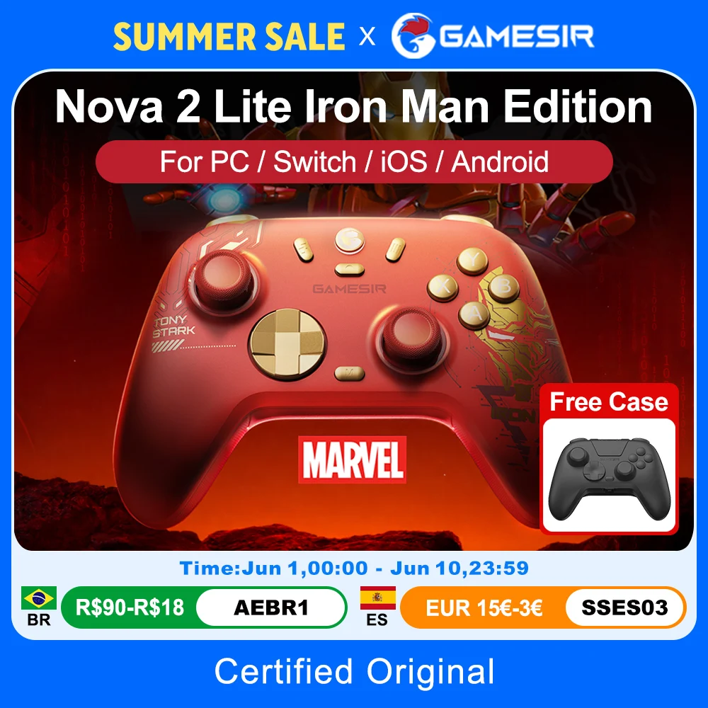 gamesir-nova-2-lite-アイアンマンエディション-pcゲームパッド-ワイヤレスコントローラー-windows、ios、androidモバイル、steam、switch-2-1対応