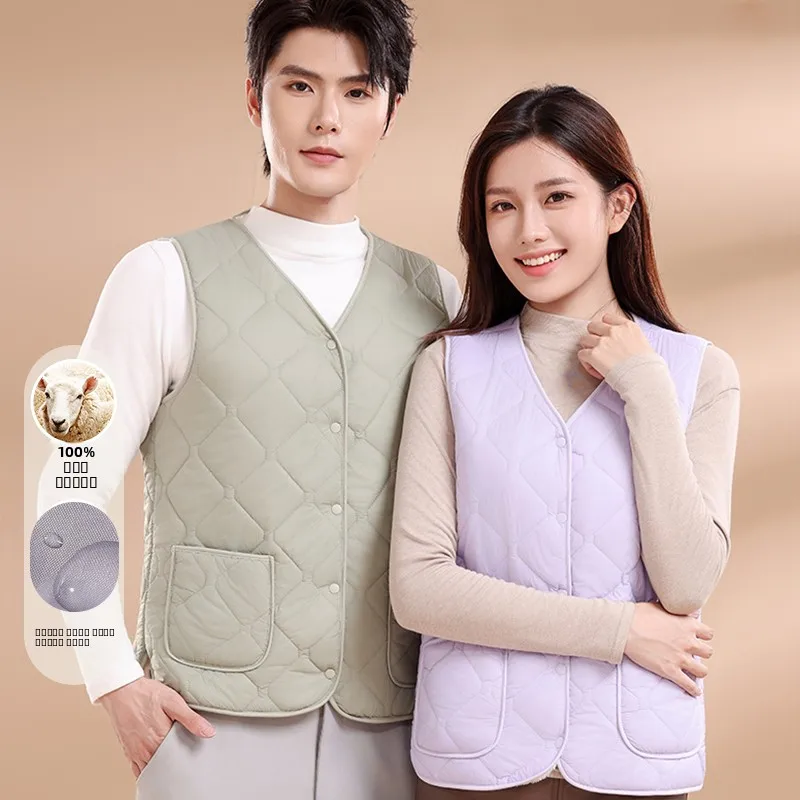 

DongJia Men's Faion Diamond Patterned Fce Lined Lightweight Casual Vest Autumn Winter V Ne Stand Fit Urban Sle