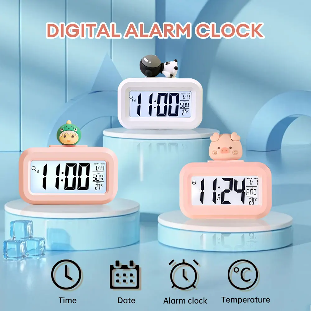 LED Digital Alarm Clock Date Week Temperature Display Electronic Table Clock Table Clock Battery Powered Snooze Clock Home Decor