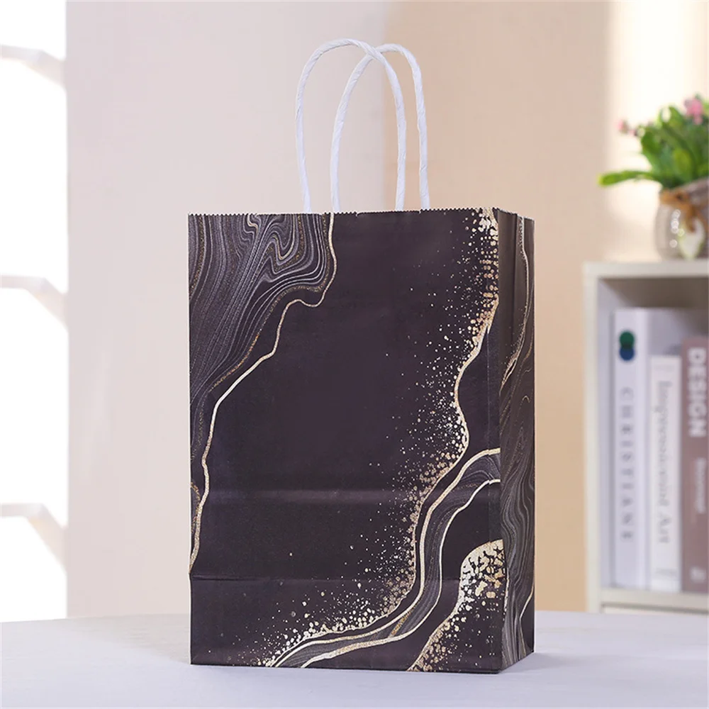 5Pcs Gift Bag Paper Bag Marble Design Handbag for Birthday Wedding Gift Party Decoration Packaging Supplies Handbag Diy Crafts