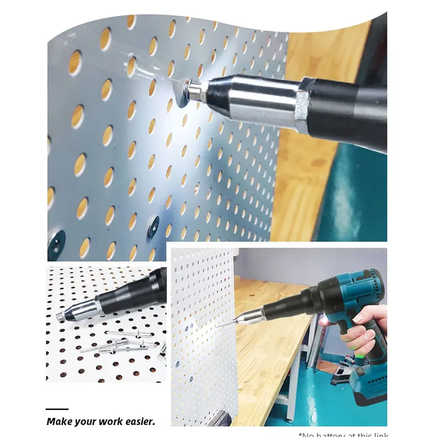 Electric Rivet Gun Rechargeable Lithium-ion Riveting Machine Aluminium Alloy Automatic Rivet Gun (without Battery)