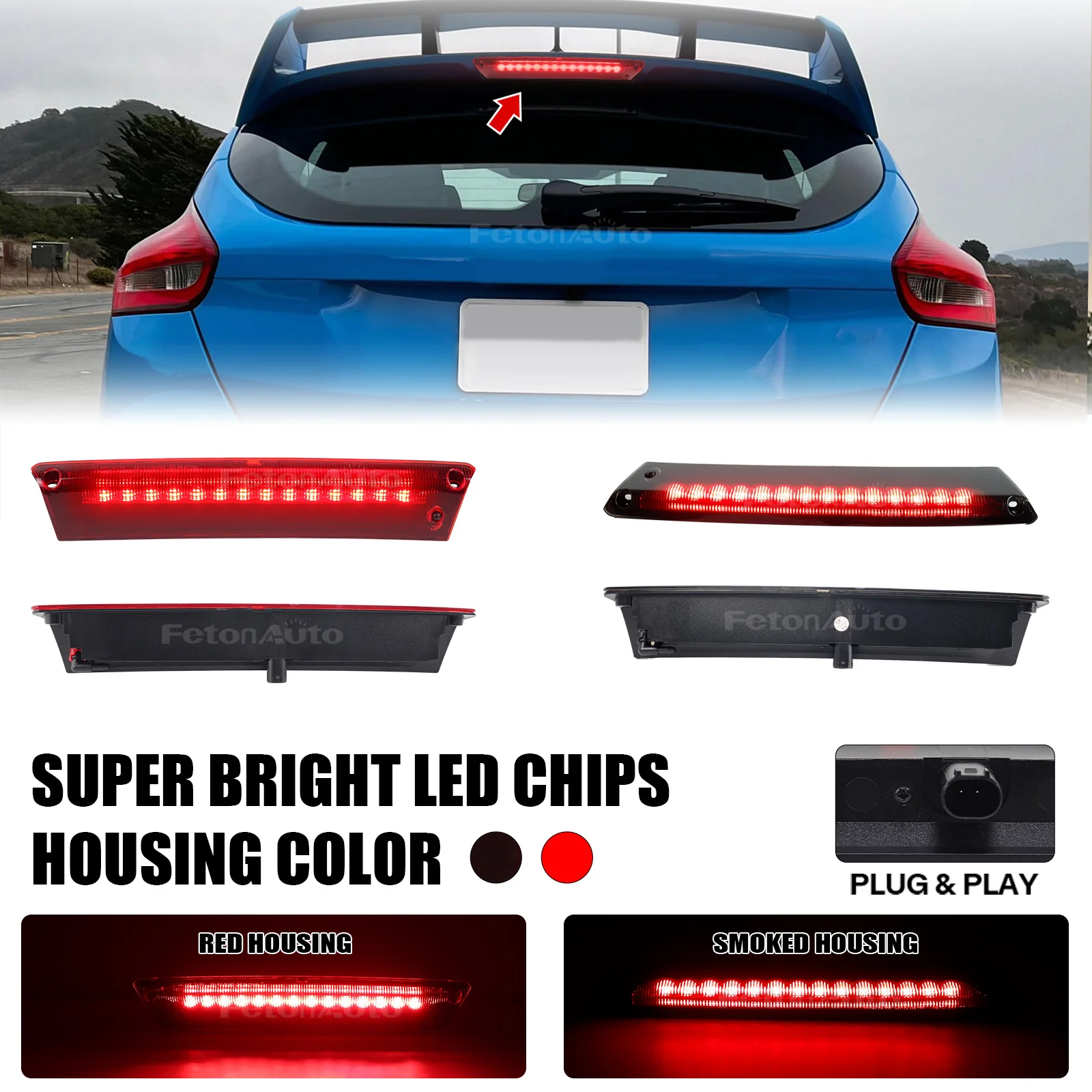 3rd terceira luz de freio lâmpada traseira luz de parada terceira luz de freio para ford focus hatchback fiesta hatchback