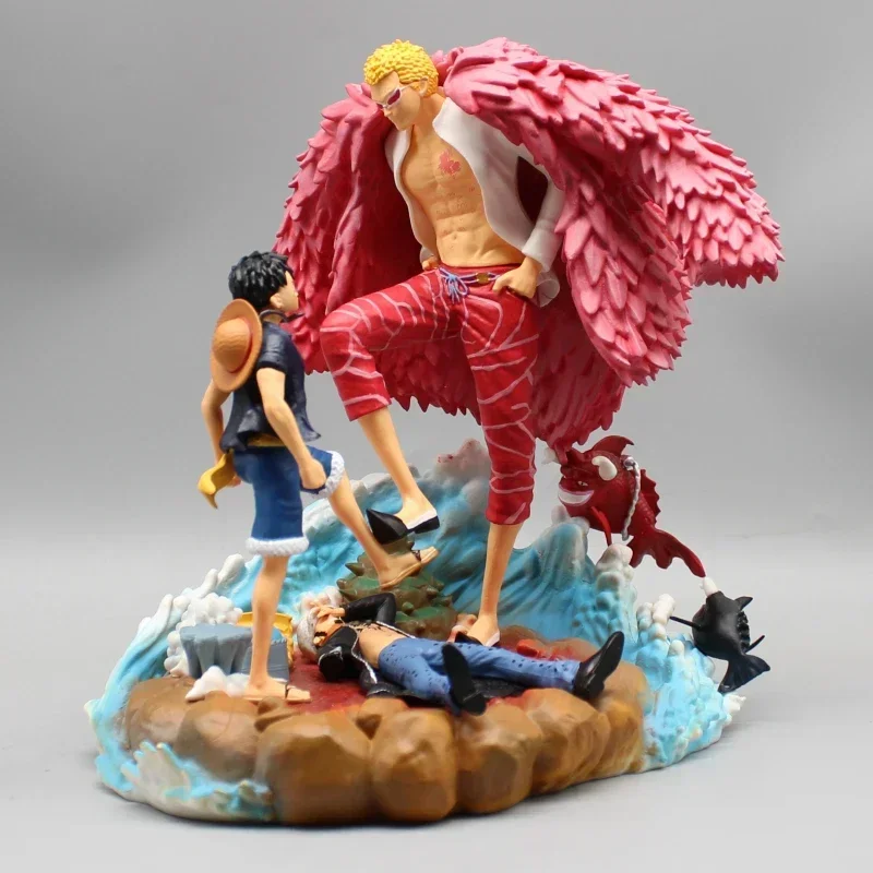 21cm One Piece Luffy Donquixote Doflamingo Vs Luffy Anime Figure Pvc Statue Model Doll Figurine Decoration Toy Kid Birthday Gift