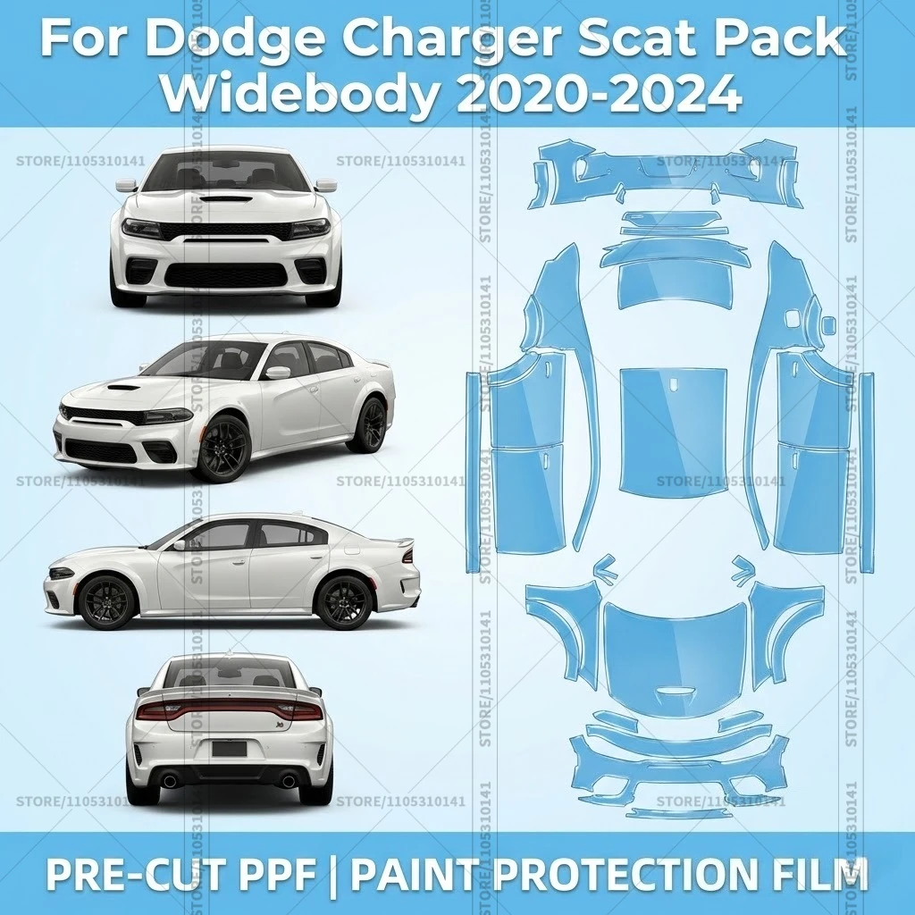 For Dodge Charger Scat Pack Widebody 2020-2024 Pre-Cut Paint Protection Film PPF Transparent Car Film Automotive PPF
