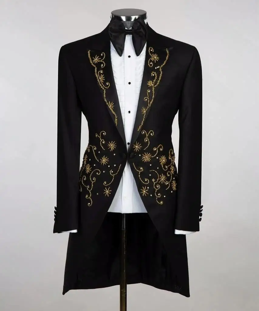 

Formal Men Suits Tailor-Made Beading 2 Pieces High Quality Evening Dress Homecoming Gowns Celebrity Gowns Special Occasion Gowns