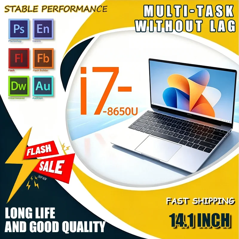 2026 Ultra Slim 14.1 Inch Laptop 32GB DDR4 2TB SSD Intel Core i7 8650U Windows 11 1920x1080 HD Gaming PC Gamer Office Notebook