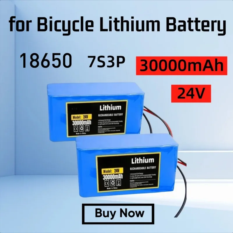 New 7S3P 18650 24V 30000mAh Rechargeable Batteries 24V for Bicycle Lithium Battery Pack