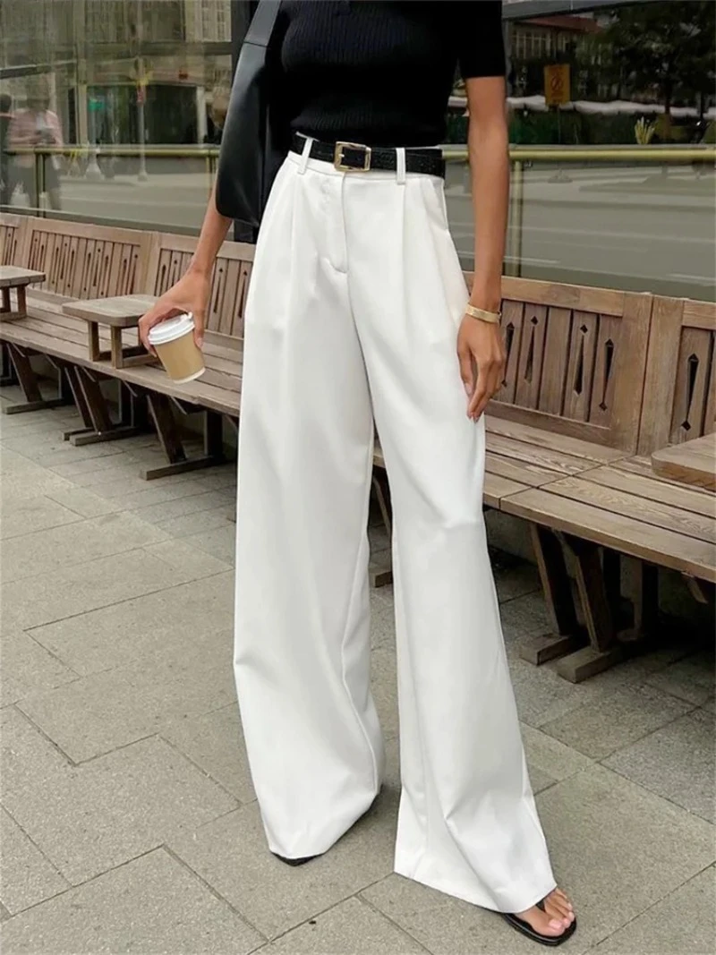 

Comfort Office High-waisted Wide-leg White Suit Pants Women's 2025 Fall Loose and Drape Casual Straight Mopping white Trousers