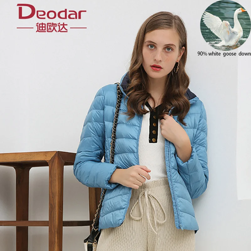 DEODAR Winter 90% White Goose Down Jacket Women\'s Ultra Light Long Sleeve Warm Microfiber Windproof Fabric Coat for Office Lady