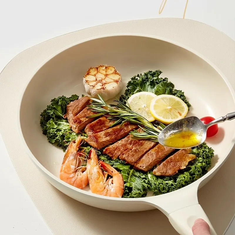

Flat Bottomed Frying Pan, Non Stick Pan, Household Ceramic Small Frying Pan, Pancake, Induction Cooker, Uncoated