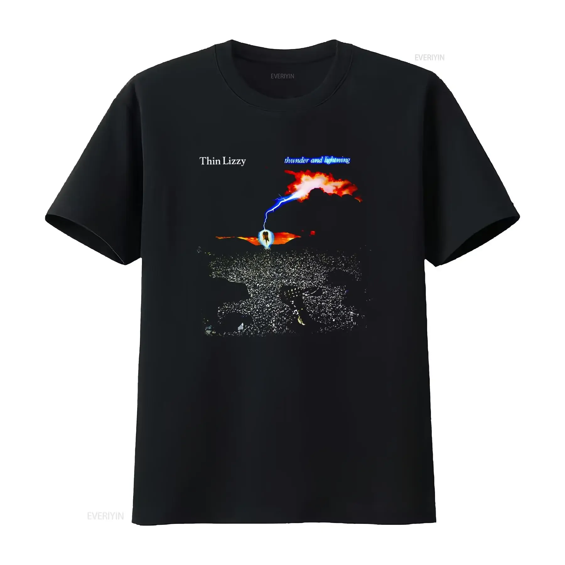 S 5XL Cotton T shirt Thunder And Lightning Thin Lizzy Phil Lynott Rock Band Design vintage Washed fashion Versatile Slightly