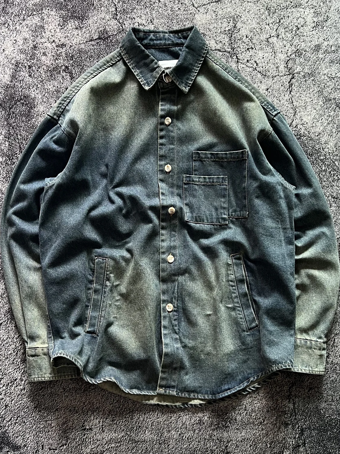 

Retro American Casual Waed Denim Long Sve Collared Workwear Loose Fit Youthful Sle Autumn Wear Resistant Cotton Polyes...