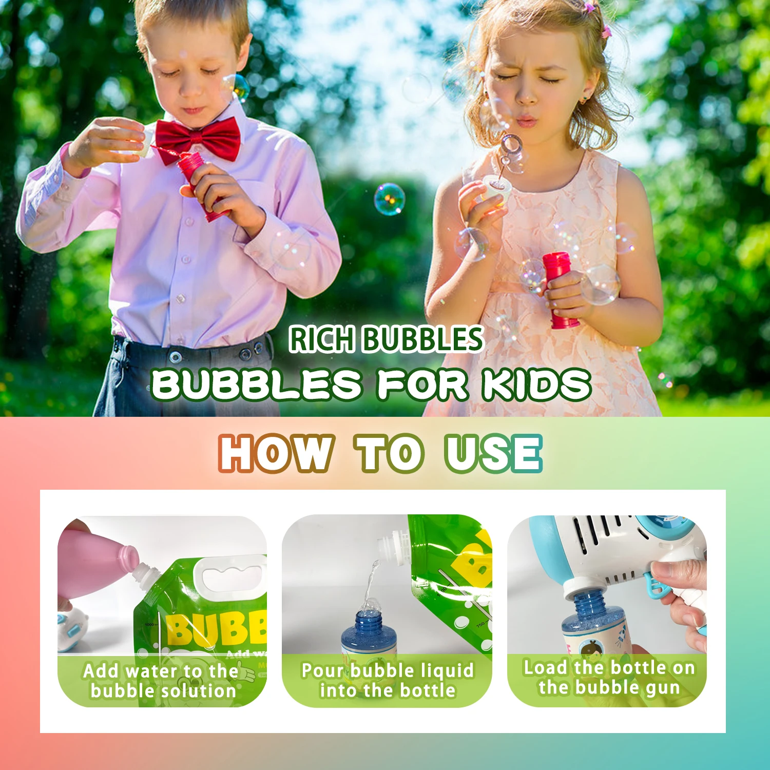 Geconcentreerde bellenoplossing voor bellenmachines, gigantische toverstokjes en blazers - voor verjaardagsfeestjes voor kinderen