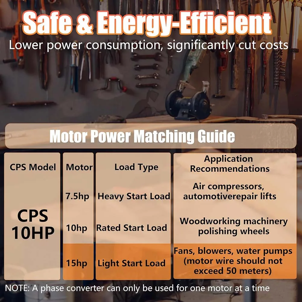 1 قطعة 10HP مرحلة واحدة إلى ثلاث مراحل محول المرحلة الرقمية CPS-10HP مرحلة واحدة 220 - 240 فولت الملحقات الكهربائية