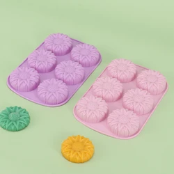 6 Holes Flower Shaped Silicone Mold Sunflower Flower Form Fondant Molds Handmade Soap Baking Crafts Cake Mould Decoration Tools