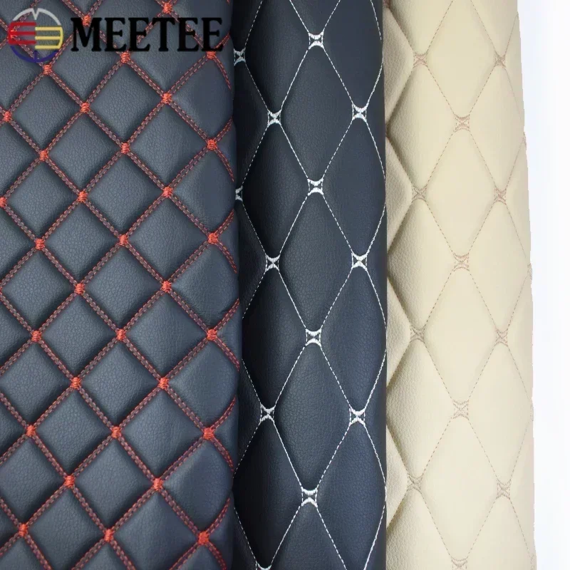 45*160cm Embroidered Plaid Fabric 0.7mm Artificial PVC Leather Fabrics for Sofa Car Interior Seat Cushion Decoration Material