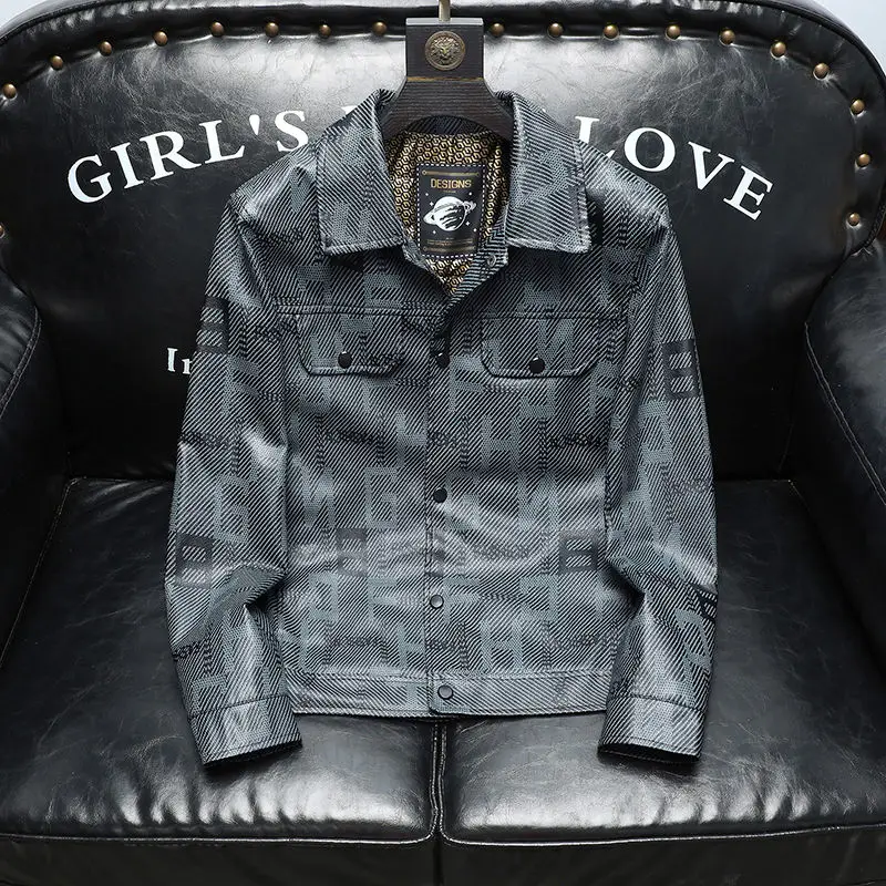 

Men's Slim Fit Leather Jacket Casual Autumn Coat Multiple Pockets Turn-Down Collar Fashion Thin Fleece Outerwear