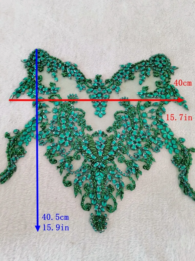 Glass Crystals Rhinestones Beaded Sewing Costumes Wedding Dress Appliques Patches Front Body Decorations Sew on Lace Prom Crafts