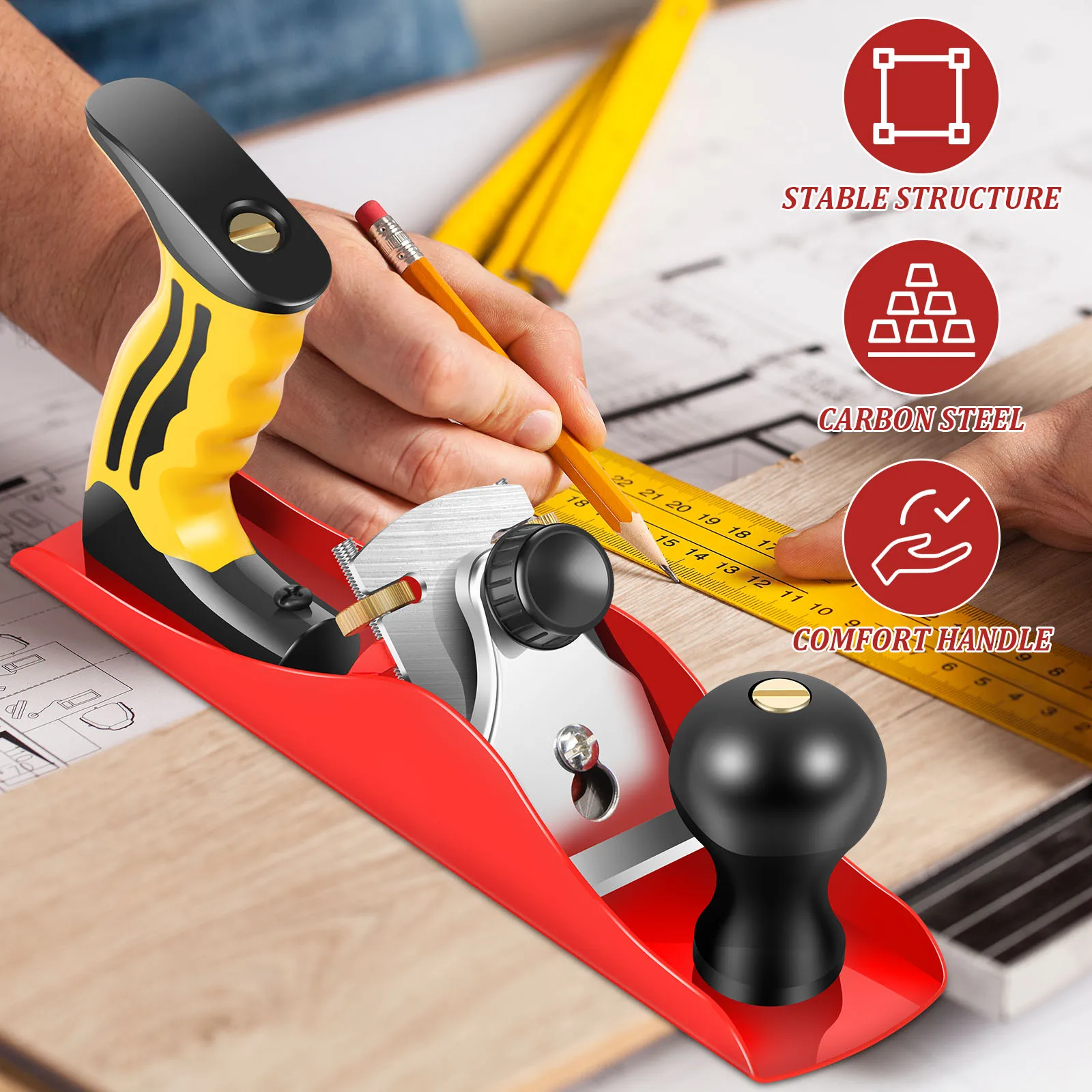 Wood Hand Planer Set Hand Tool Block Plane Cutting Edge for Trimming Projects Woodworking Carpenter DIY Model Making Planer