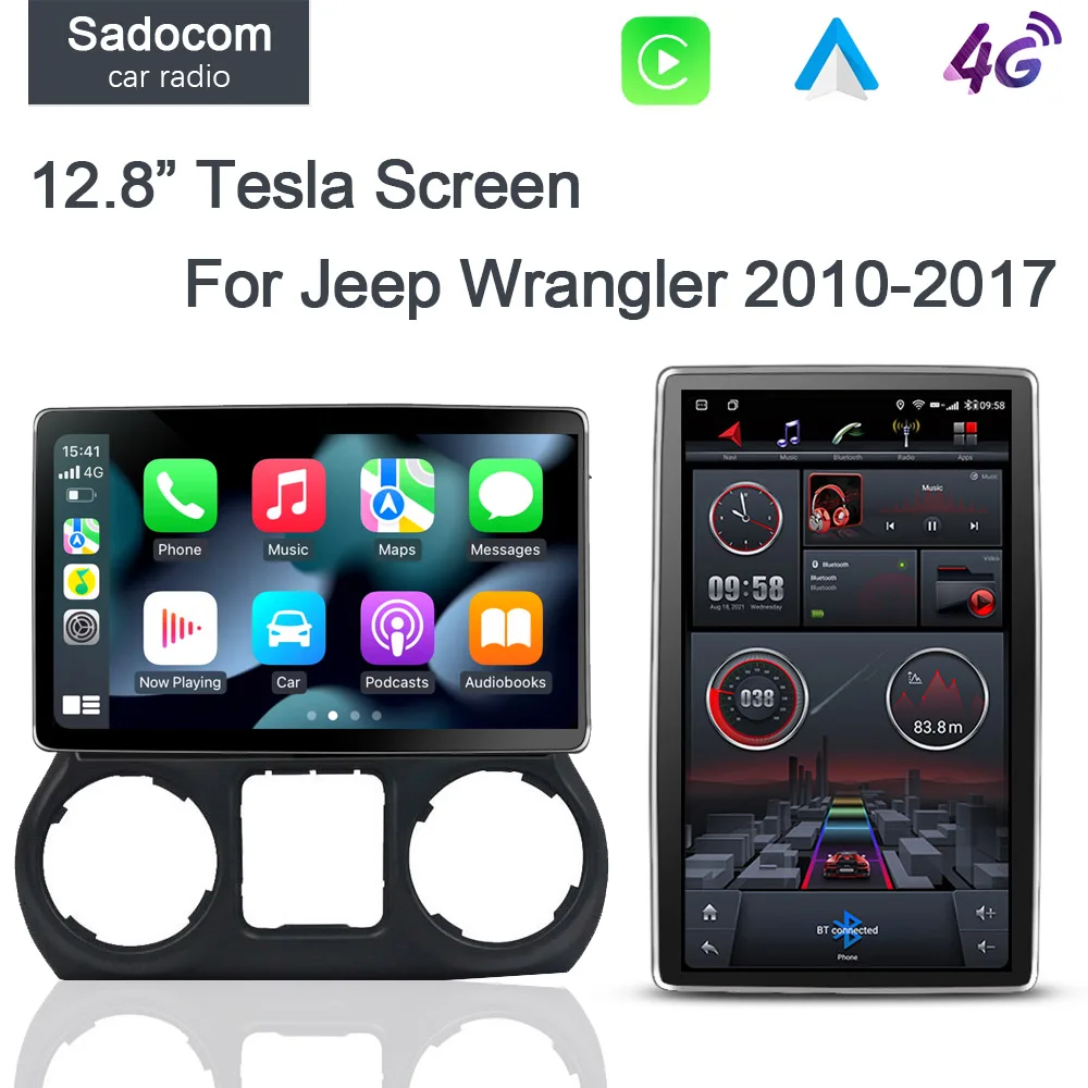 

1080P Tesla Style 12.8" 100 Rotatable IPS 2 Din Android 6GB 128GB Car DVD Player WiFi car radio For Jeep Wrangler 3 JK 2010-2017