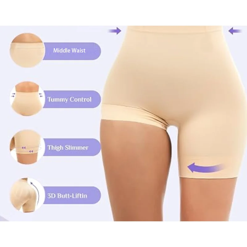 Guudia Premium Spandex Elastic Middle Waist Shorts Panties Anti Chafing Shorts Boyshorts Slip Short Shaping Boxer Under Dress