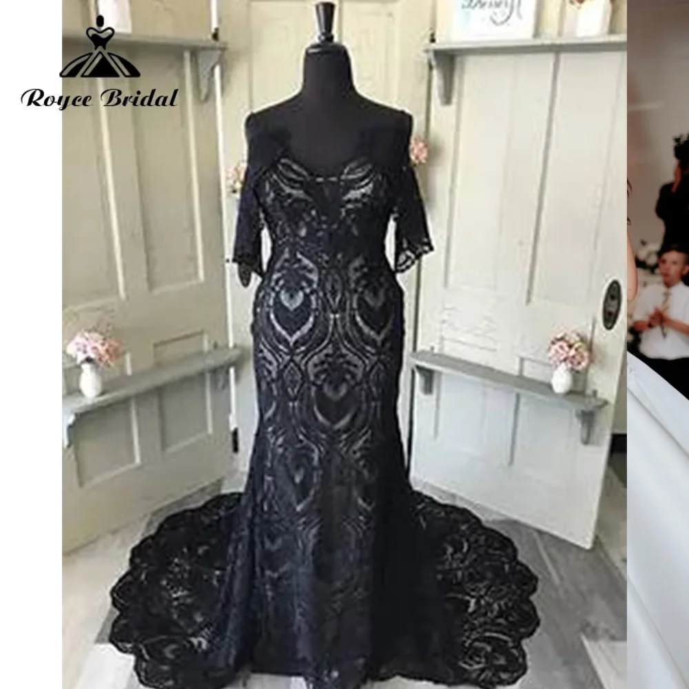 

Gorgeous Mermaid Bride Gowns With Detachable Sleeve Lace Sweep Train Wedding Dresses Bridal Wedding Gown Vestidos De Novia