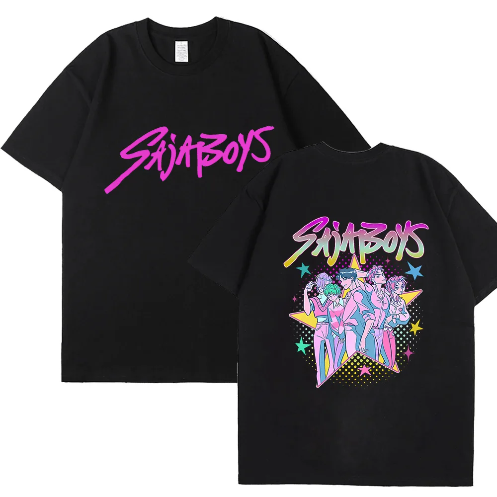 Anime Saja Boys Cosplay Kostium Męski T-Shirt Kpop Demon Hunters Unikalna Koszulka Krótki Rękaw Okrągły Dekolt Bawełniana Odzież Letnia