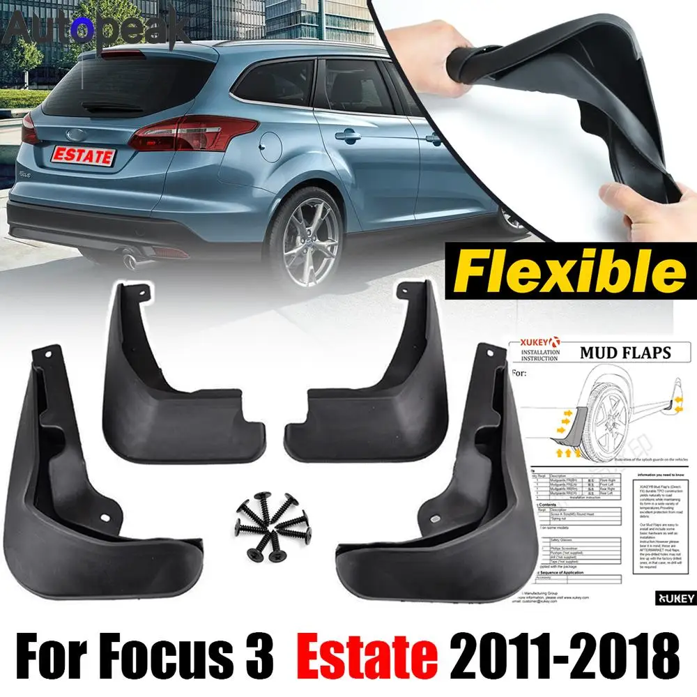 

4pc For Ford Focus MK3 3 5dr Estate Kombi 2011 - 2019 Splash Guards Mudguards Mud Flaps 2012 2013 2014 2015 2016 2017 2018 2019