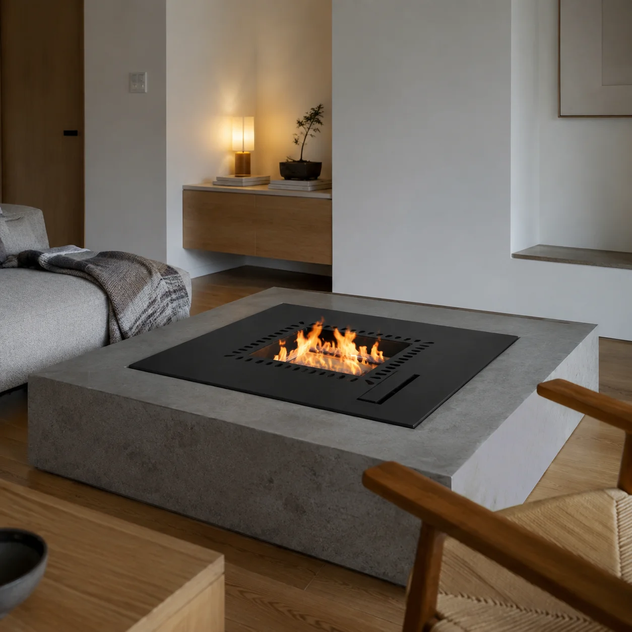 SXFireplace Black Square Smart Bioethanol Burner Insert