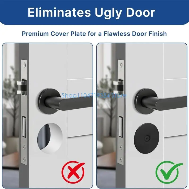 0XLD 2Pcs Rusts Proof Door Latches Covers With Anti Pry Stainless Steel Round Door Hole Filler for Home Security