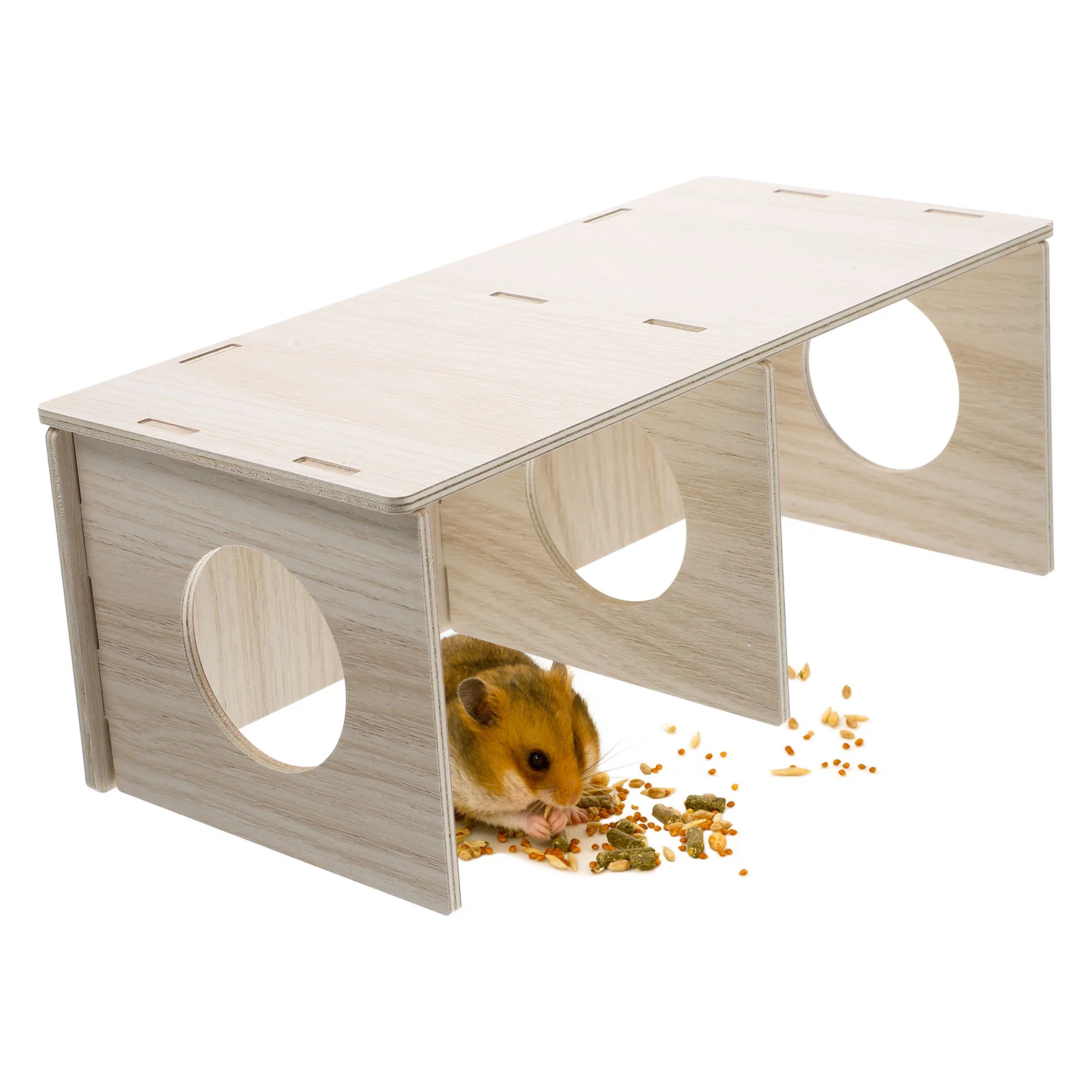 Animale Criceto Casa in legno massello Decorazione di compleanno per ragazzo Furetto Giocattoli Nascondiglio Mouse Cabina Gabbia per animali Piattaforma Giallo Viaggio