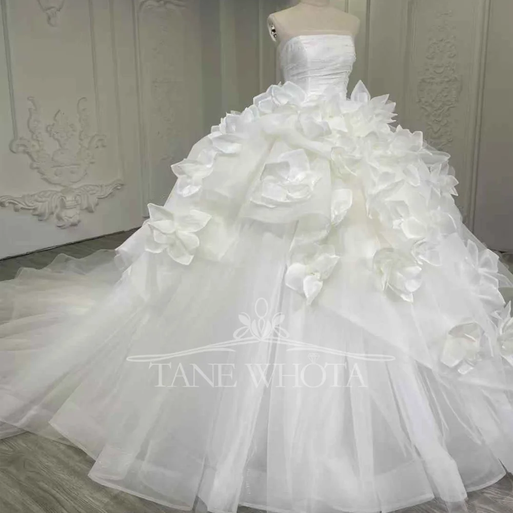 

Robe De Mariée Femme Роскошное бальное платье без бретелек без рукавов со шнуровкой сзади, атласное свадебное платье с цветочным принтом