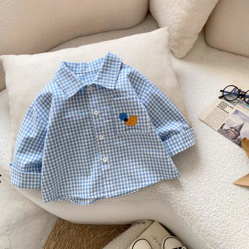 

IENENS Child Shirt Clothes Baby Boy Plaid Tops Toddler Infant Girl Long Sleeves Blouses 1 2 3 4 Years Kids Cotton Thin Shirts