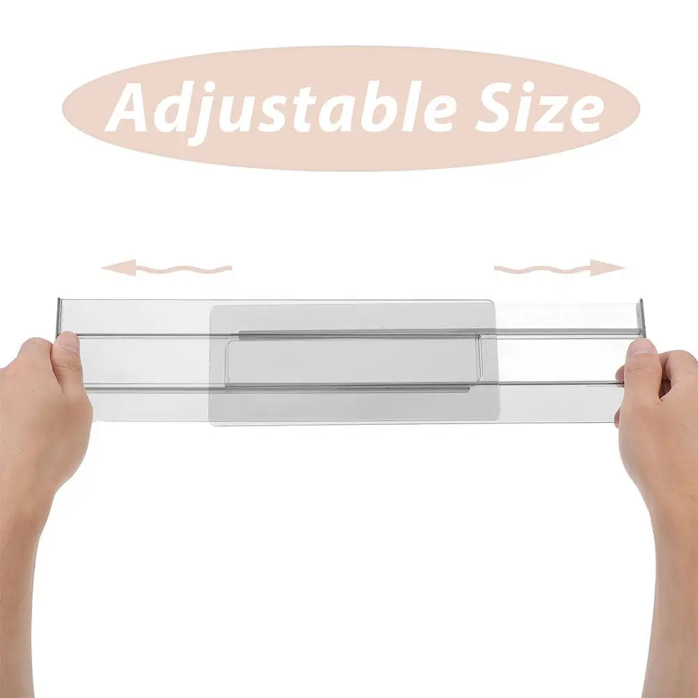8Pcs Adjustable Clear Drawer Dividers Organizer Expandable Separators for Socks Underwear Clothing Dresser Storage