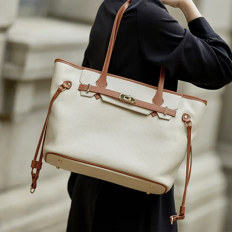 Luxury leather handbag Women's bag designer handbag travel simple texture large capacity tote bags