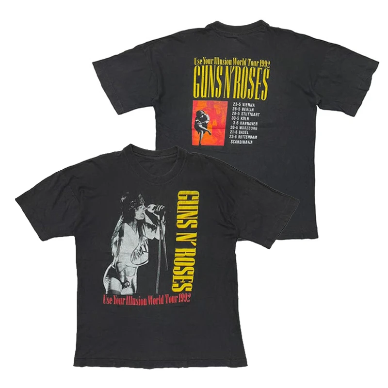 2026 GUNS N 'ROSES Hard Rock Band American High Street Loose Male T-shirts with Short Sleeves
