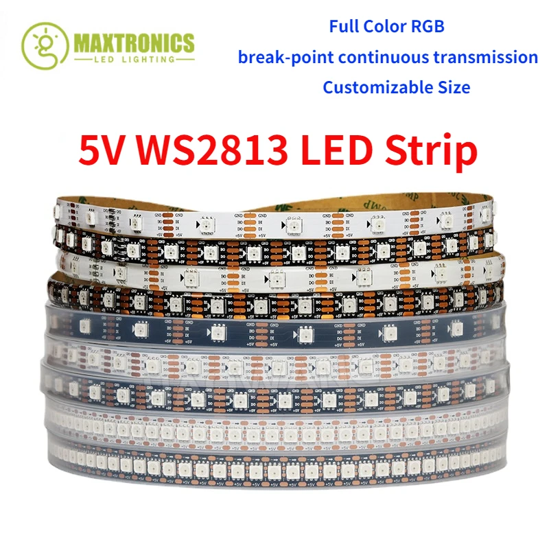 

New DC5V WS2813 Led Strip Light WS2812B Updated Dual Signal Individually Addressable 1m 4m 5m 30 60 144 LEDs/m Black/White PCB