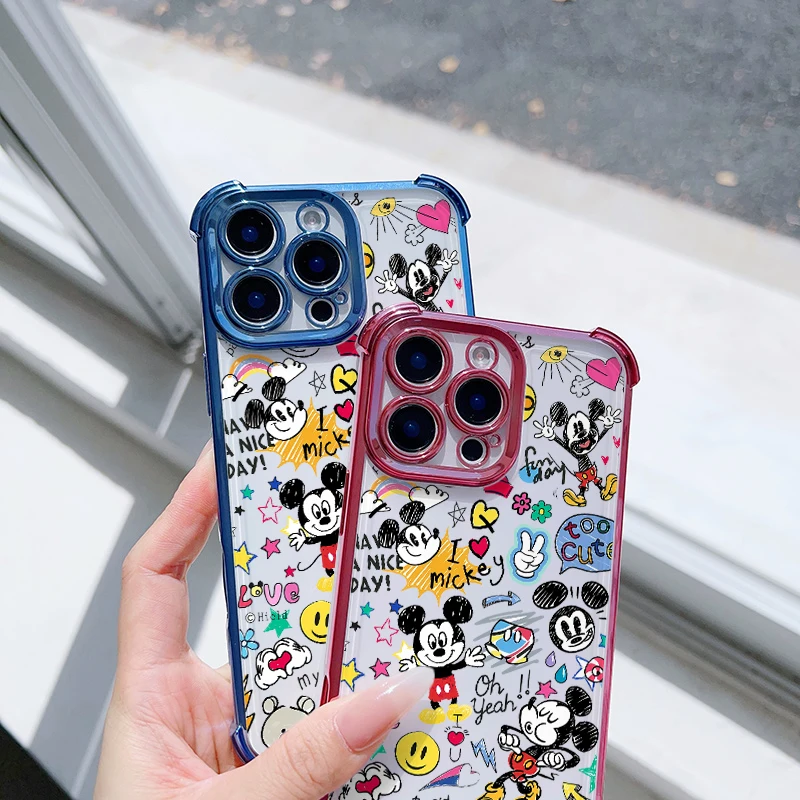 جرافيتي ميكي حافظة مضادة للصدمات لهاتف OPPO Reno 14F 14 13F 12F 11F 13 12 11 10 Pro Plus 8T Reno14F غلاف هاتف لطيف ناعم شفاف #4