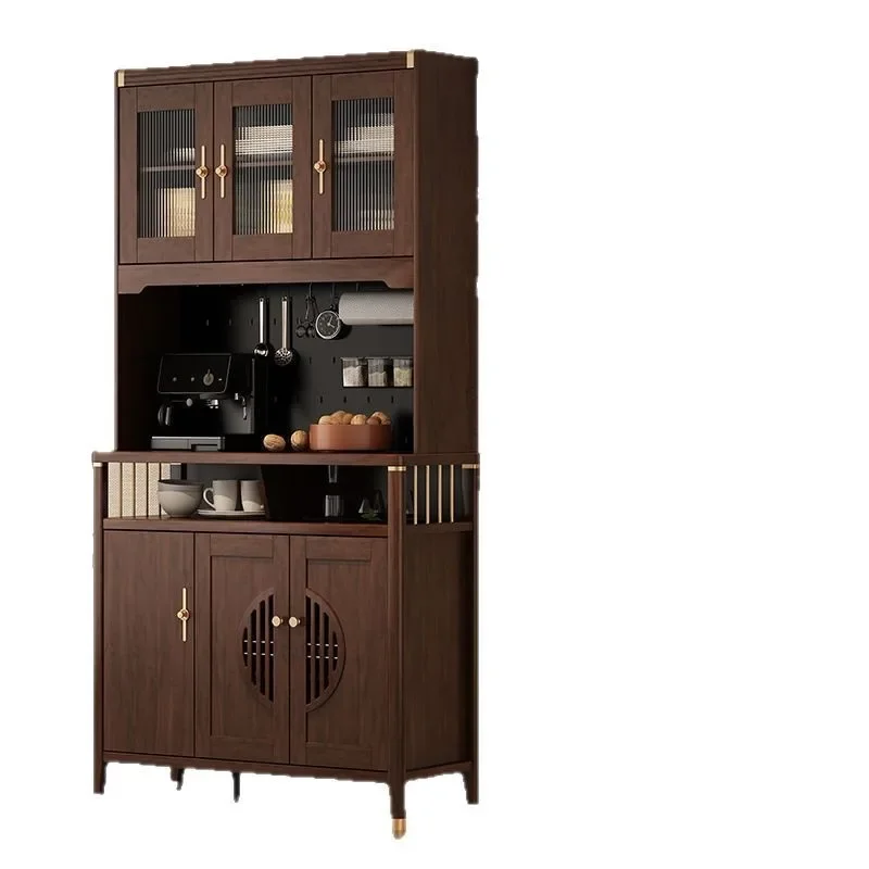 high cabinet solid wood frame, living room storage against wall, household kitchen cabinet storage