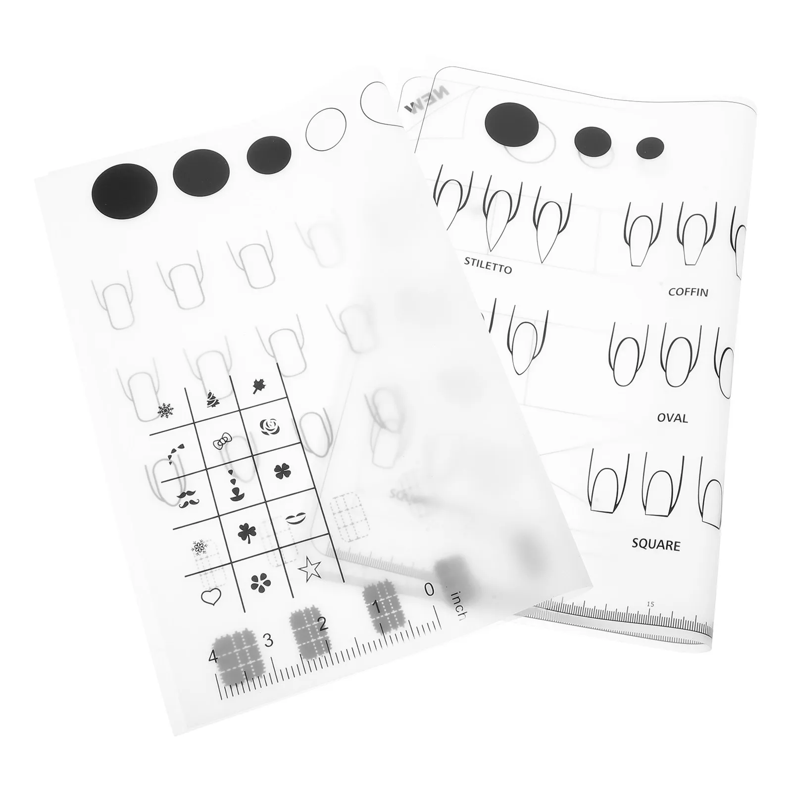 2Pcs Nail Art Training Mat Silicone Soft Flexible Practice Sheet Salon Home Manicure Tech Nail Design Drawing Board Reusable