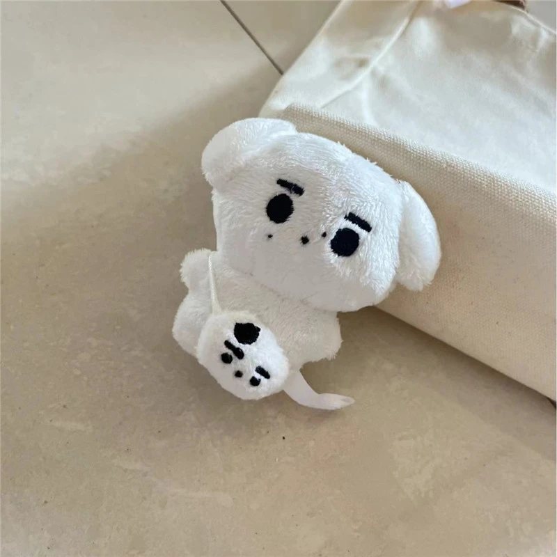 New Kpop Cartoon Lovely Plush Keychain With Bag Cotton Keyring For Fans Gifts Creative Car Keychain Collection White Dog