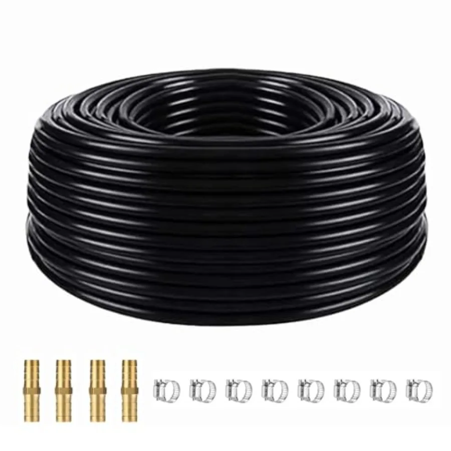 

Аэрационный шланг самопогружающийся 3/8 дюйма, 30 метров, утяжеленный, для пруда, с 8 зажимами из нержавеющей стали и 4 медными соединителями, черный, прочный