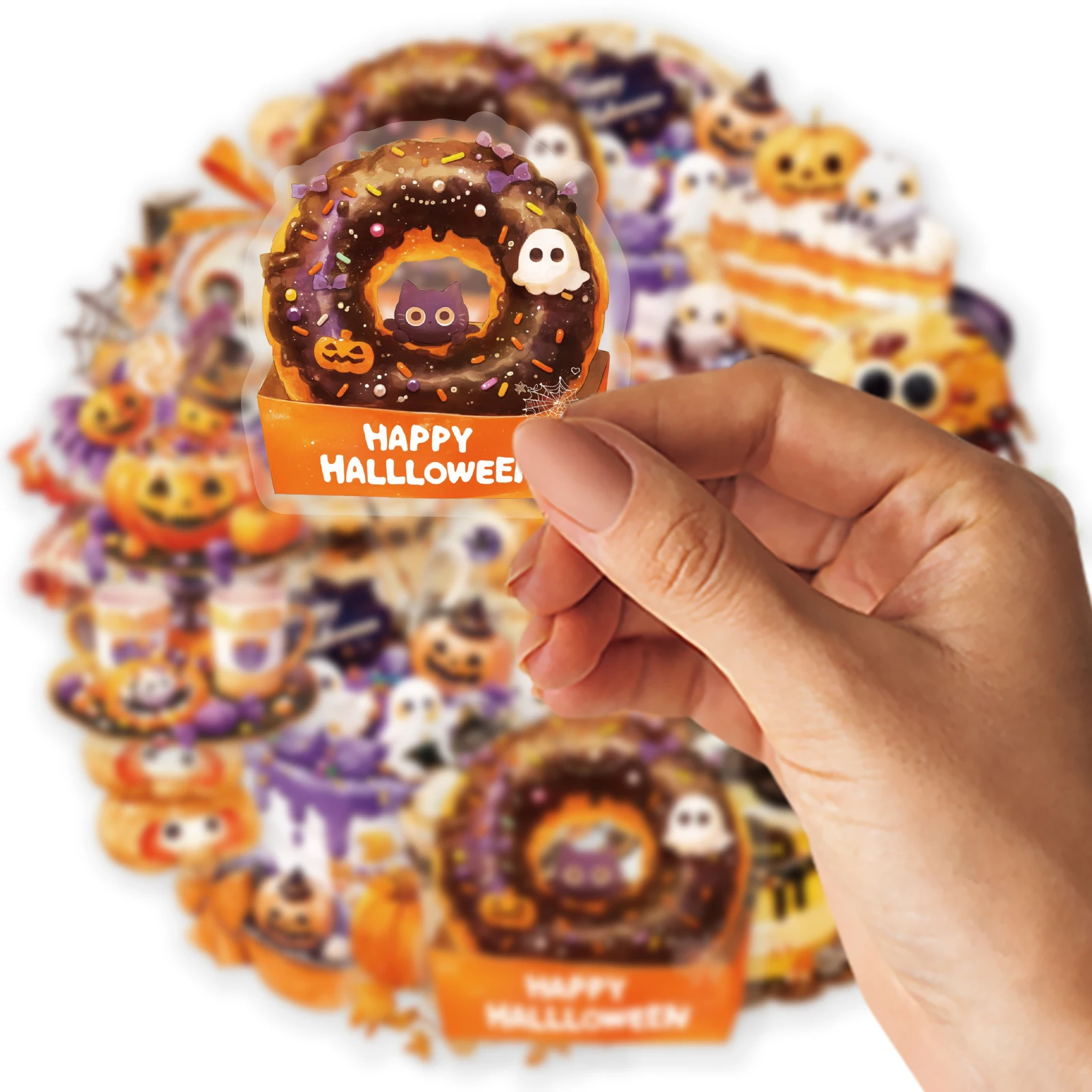 15 Stück Halloween Essen Cartoon süßes Muster Aufkleber Pack DIY Dekoration für Laptops, Handyhüllen, Gepäck, Fotoalben, Geburtstagsgeschenke, Spielzeugaufkleber, Partydekorationen