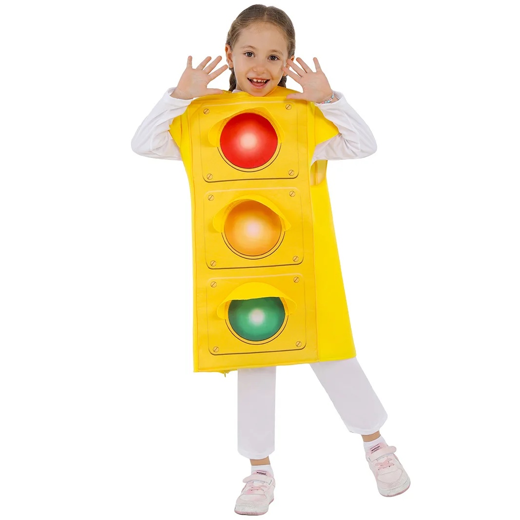 Kids Traffic Light School Party Stage Show Performance Roles Play Outfit Children Boys Girls Halloween Cosplay Costumes